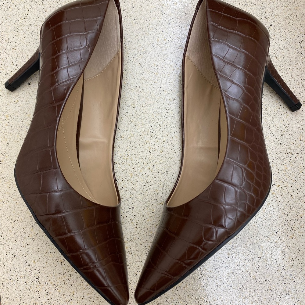 Alfani Brown Croc-Patterned Heels